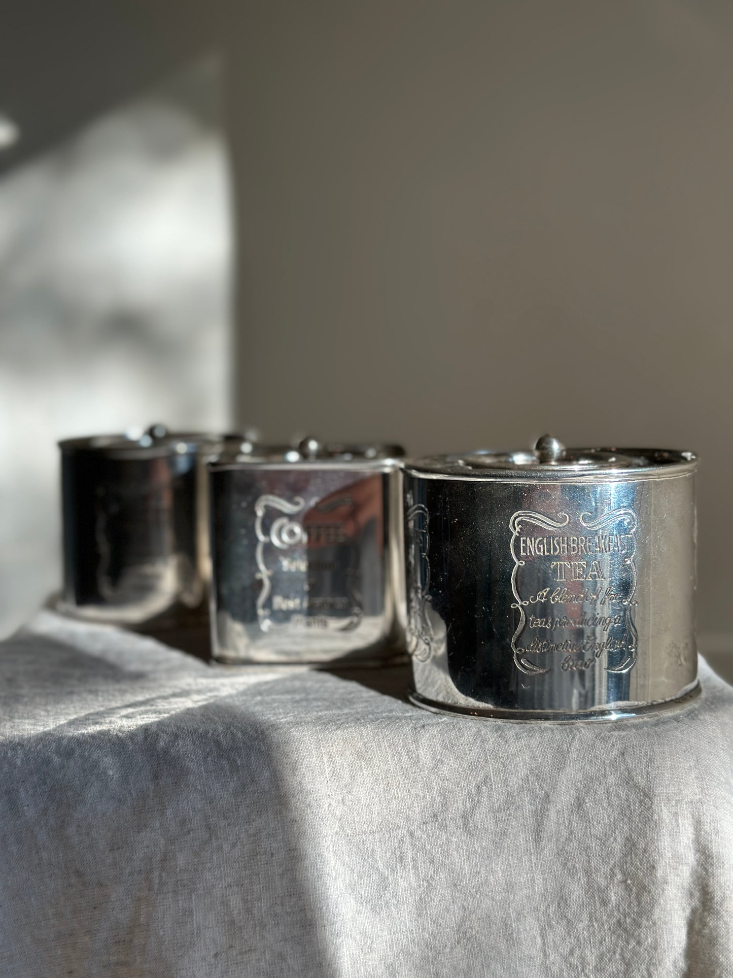 32 oz Silver Plate Tea, Coffee, Sugar Canister SET