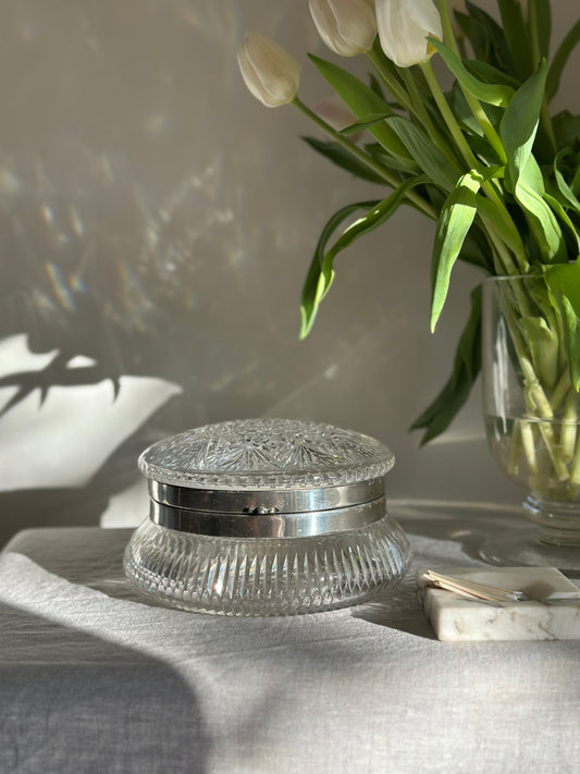 Pair Point Brilliant Cut Glass & Silver Plate Box