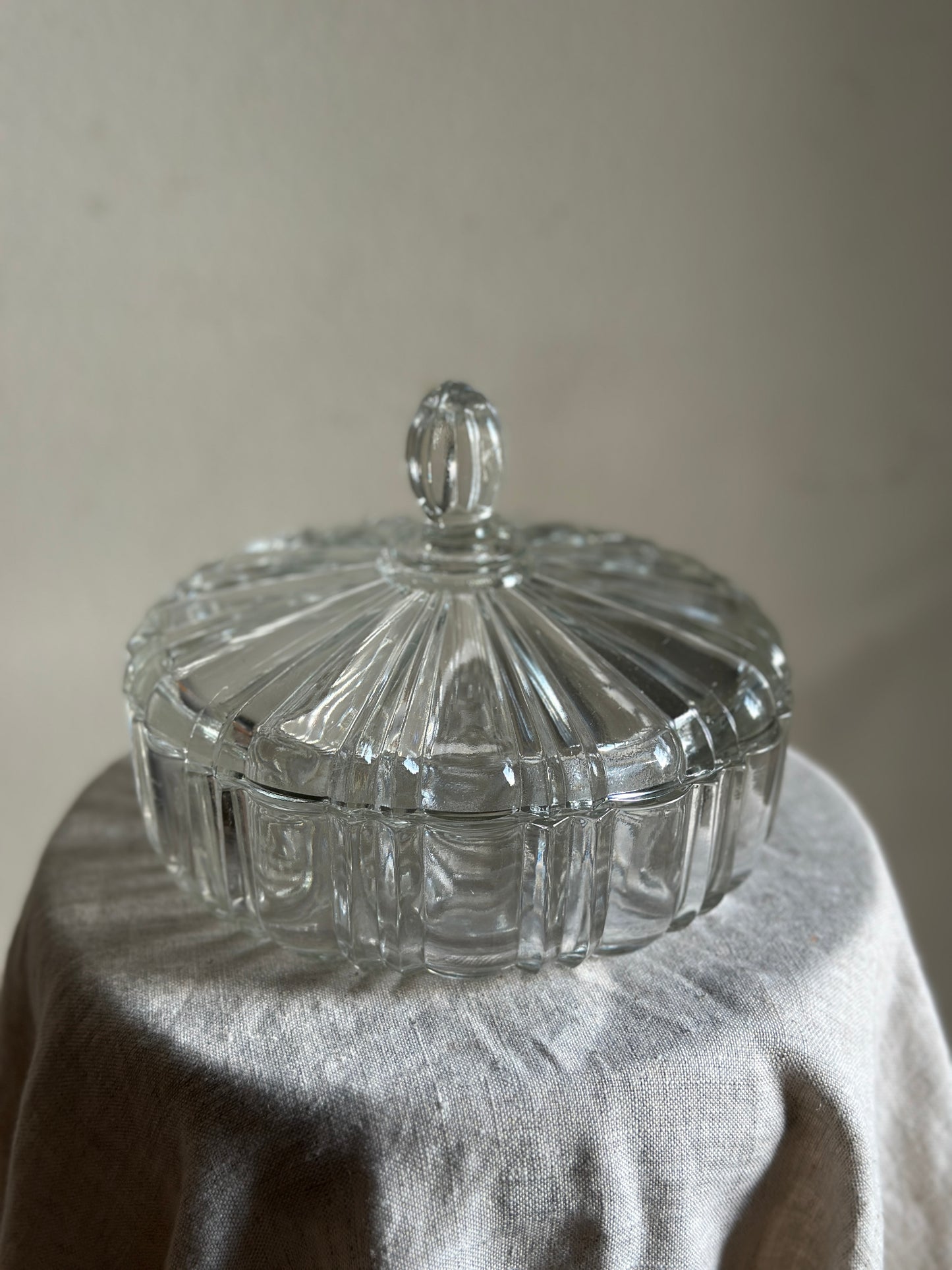Scalloped Glass Lidded Dish