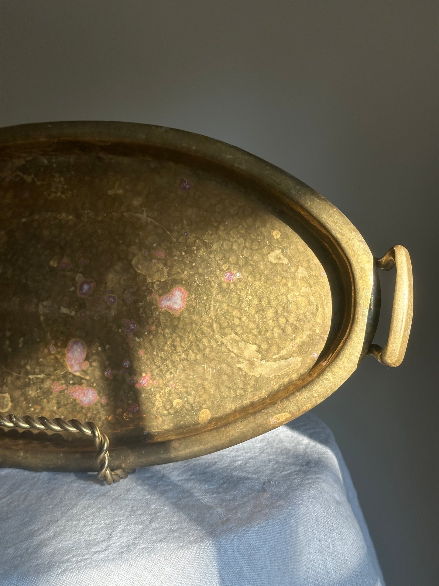 Oval Hammered Brass Tray