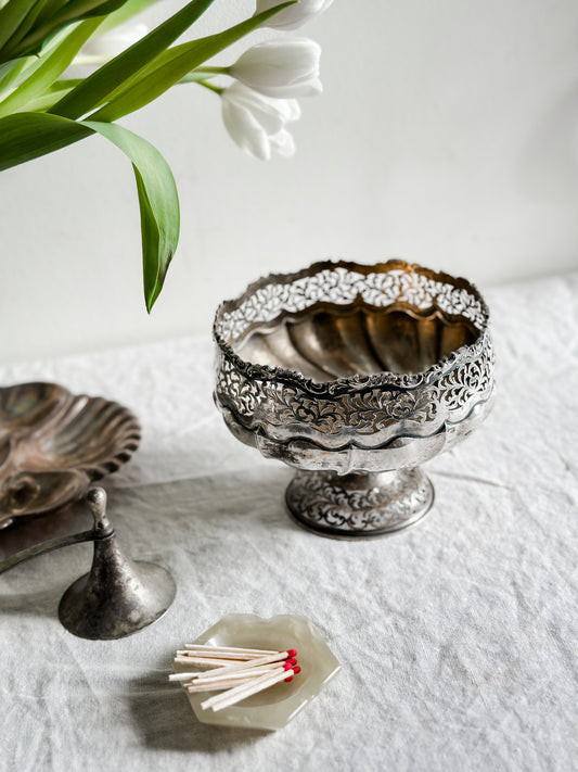 24 oz Pierced Silver Plate Compote