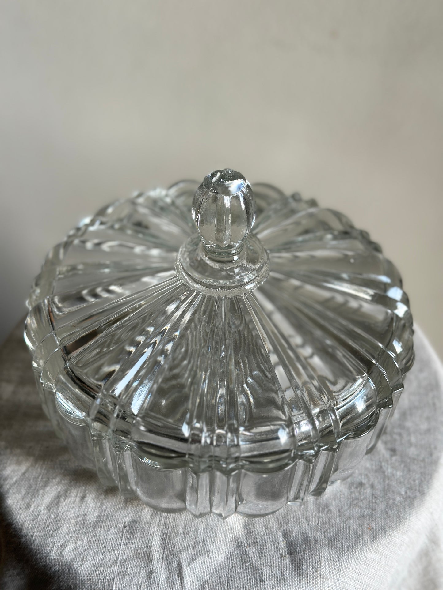 Scalloped Glass Lidded Dish