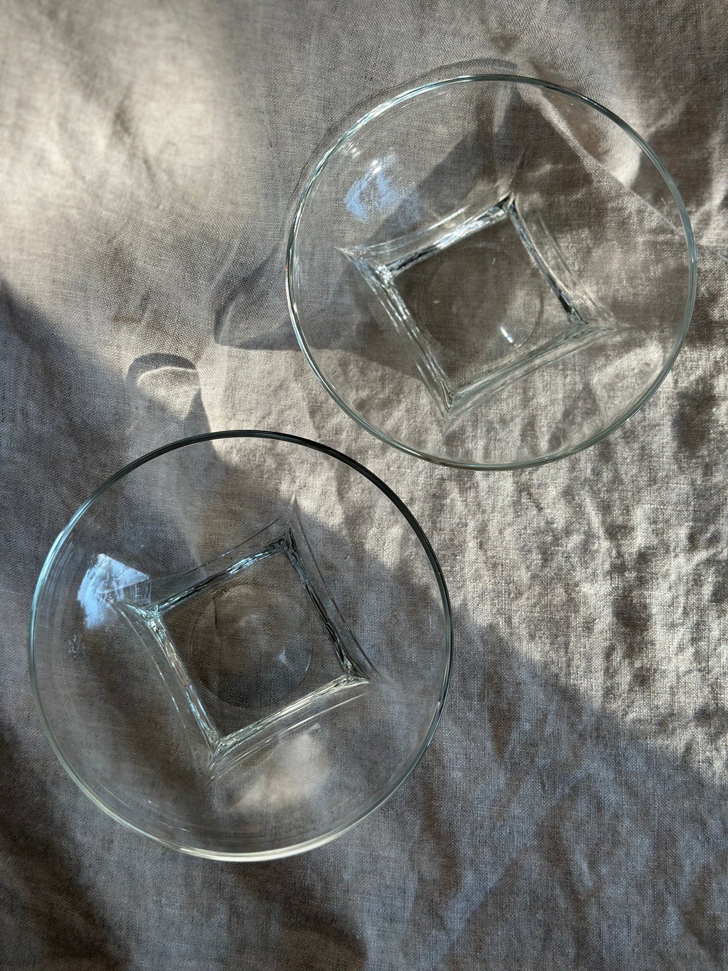 24 oz Fostoria Crystal Bowl w/ Square Base Pair SET