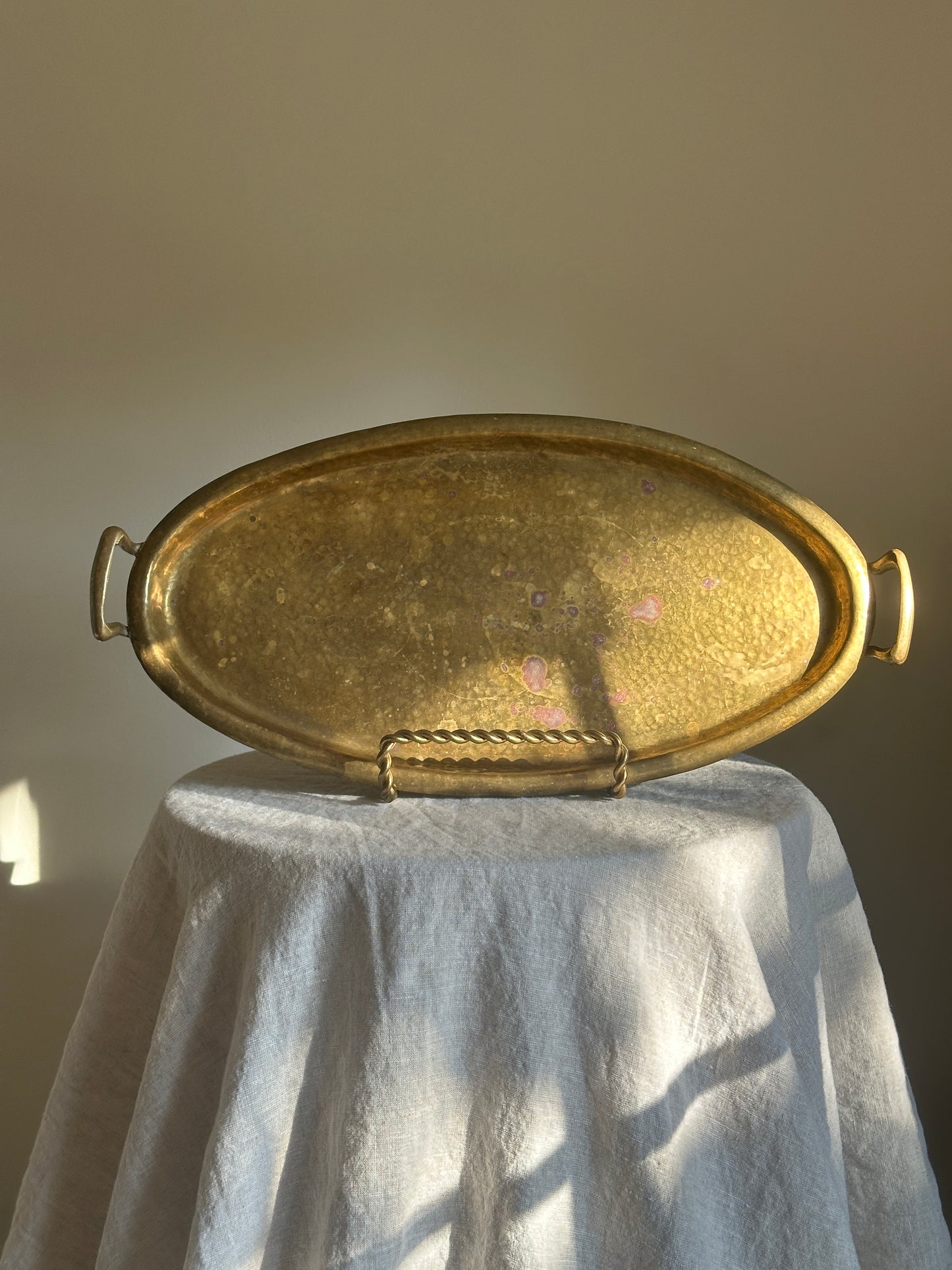 Oval Hammered Brass Tray