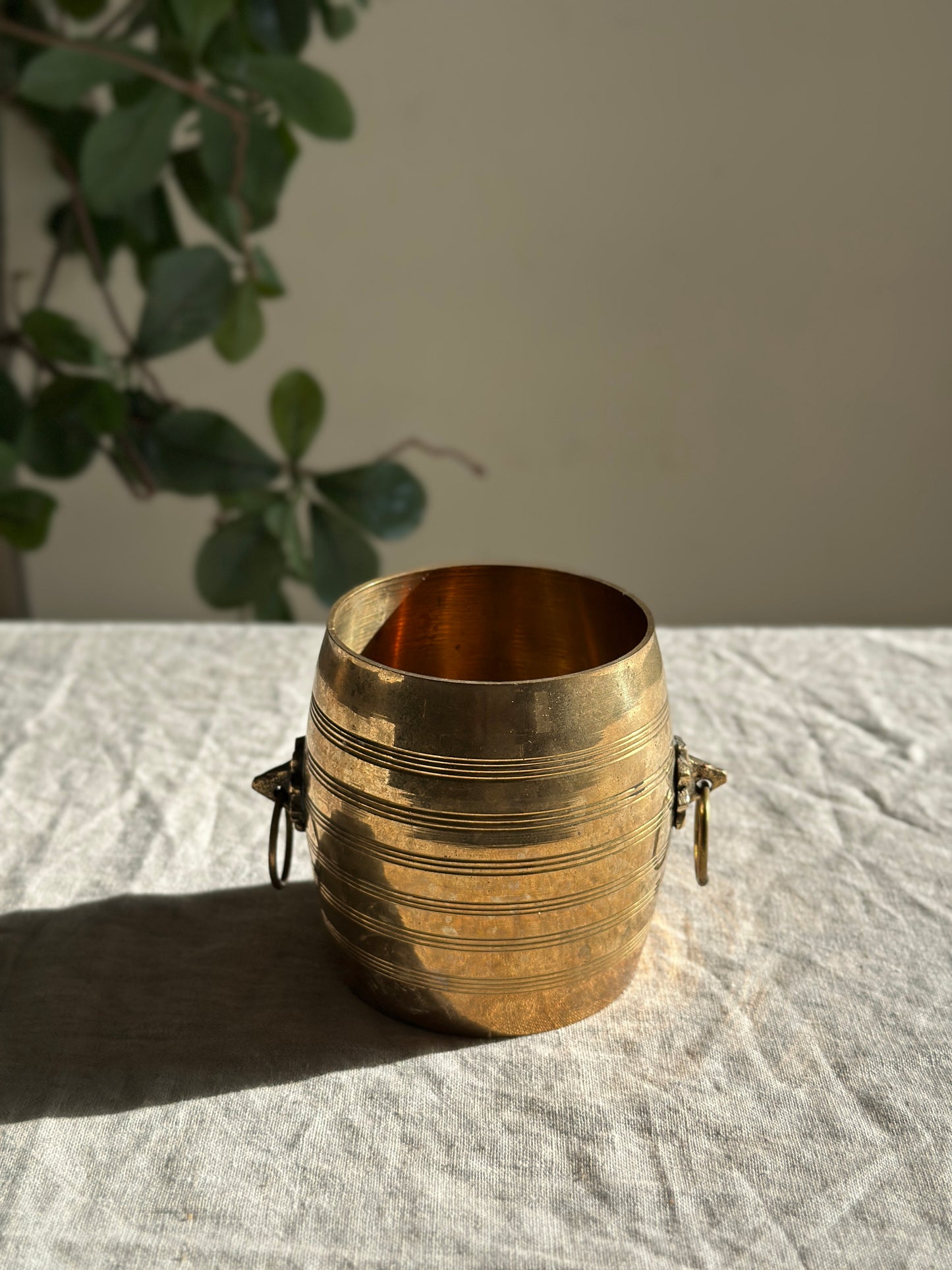 Studded and Ribbed Brass Planter