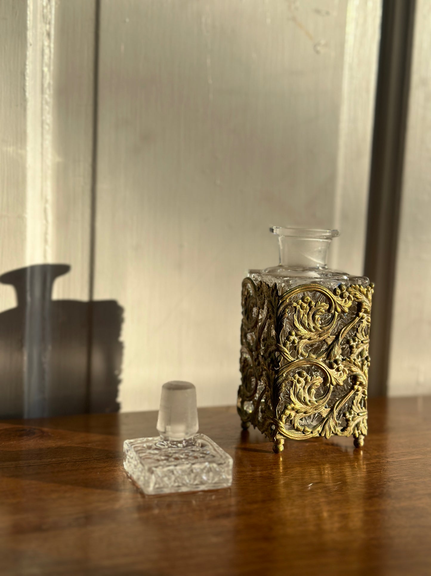 Glass and Ormolu Perfume Bottle