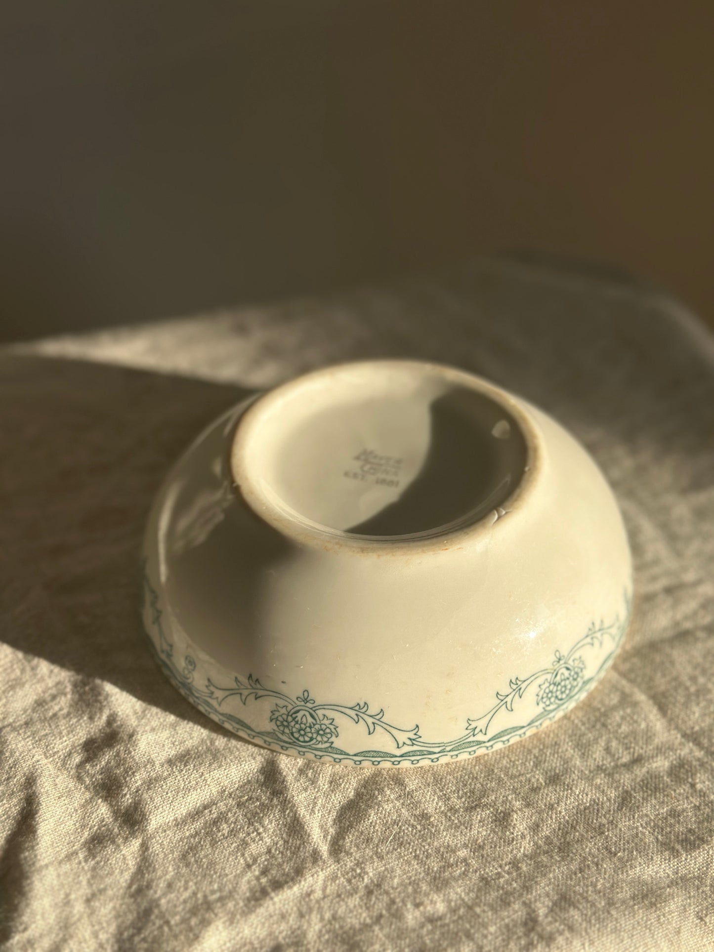 12 oz Teal Mayer Transferware Bowl est. 1881