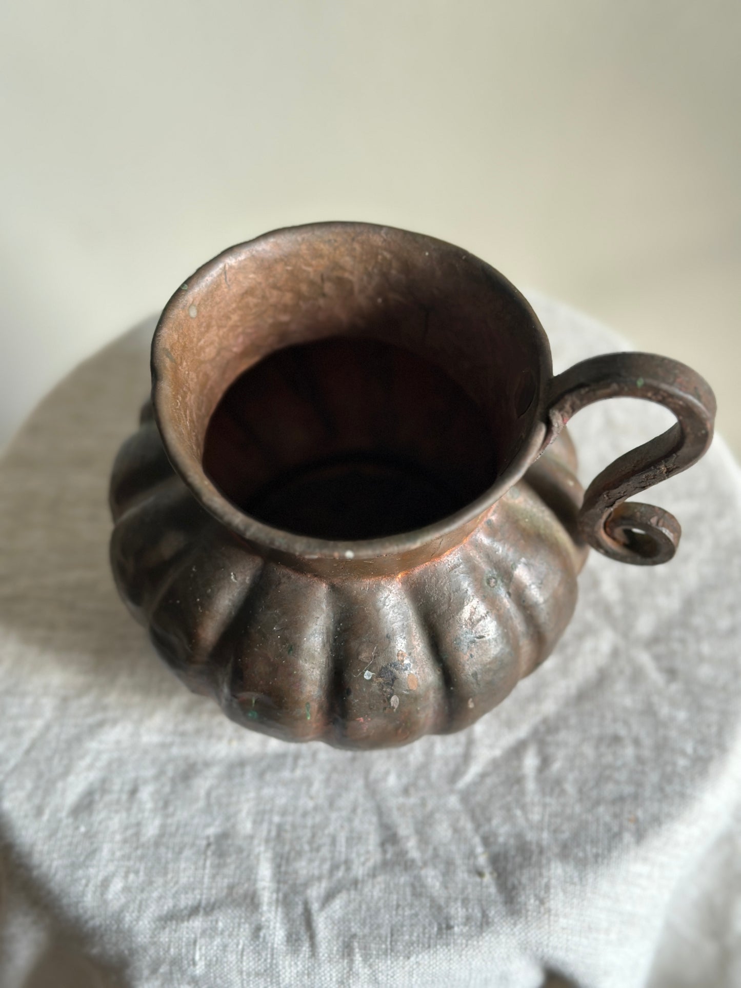 Fluted Copper Handled Pot