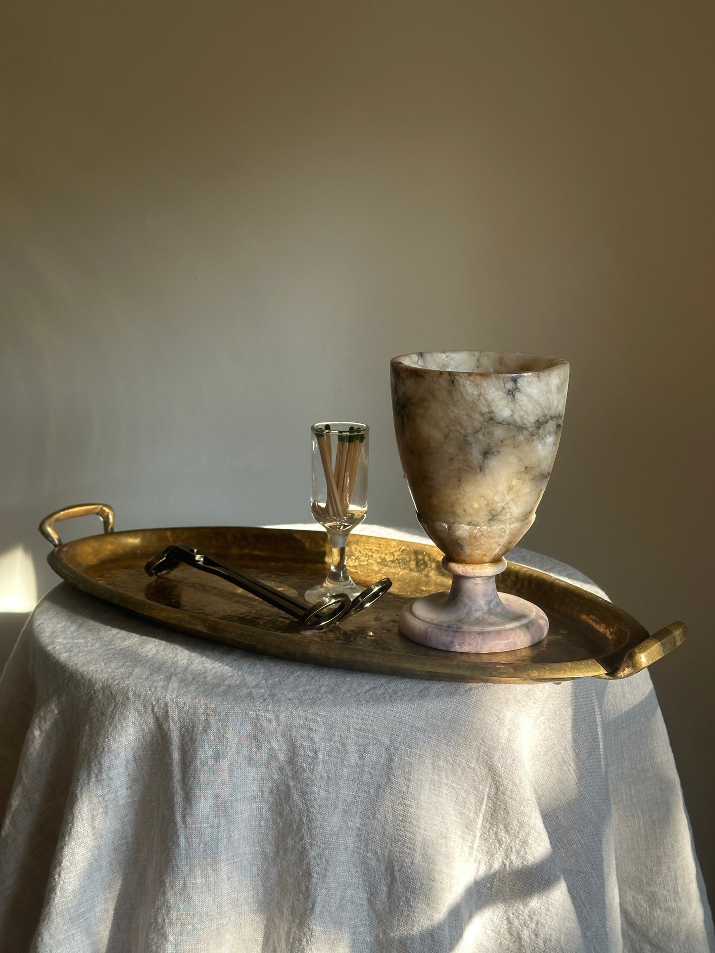 Oval Hammered Brass Tray