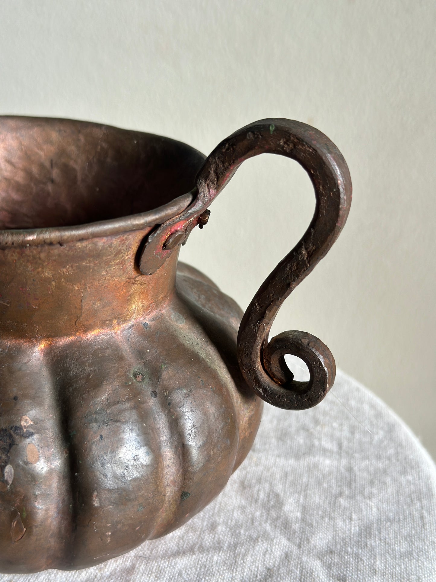Fluted Copper Handled Pot