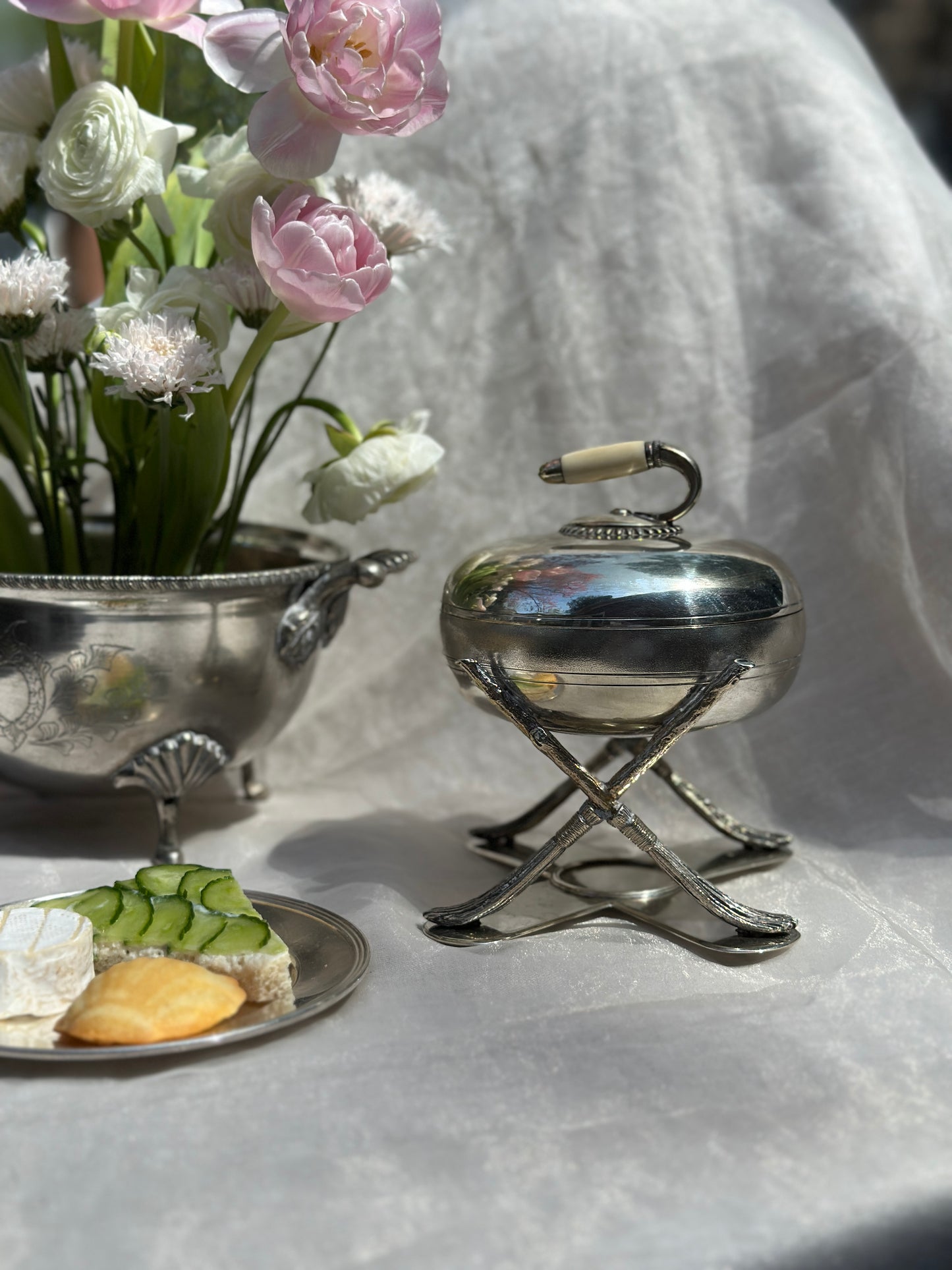 16 oz Antique Silver Plate Fenton Brothers Curling Stone 1875