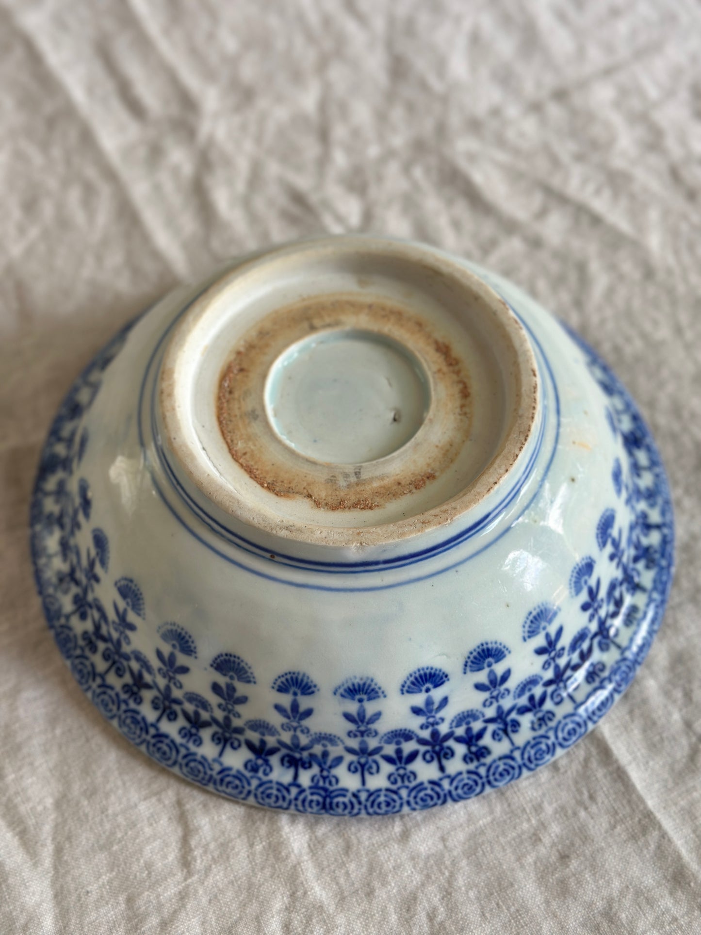 Antique Meiji Japanese Blue & White Stencil Porcelain Bowl c. 1880–1900