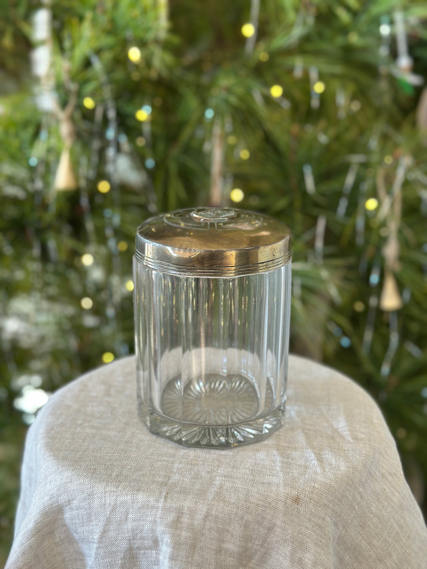 Brass and Glass Humidor Egyptian Motif