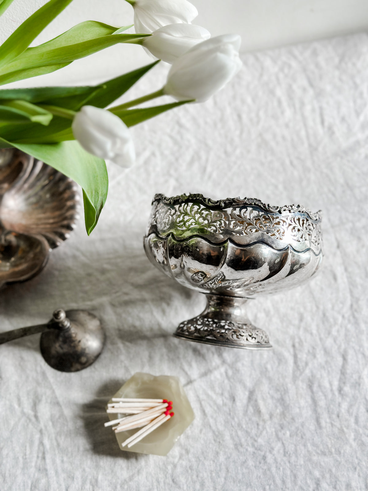 24 oz Pierced Silver Plate Compote