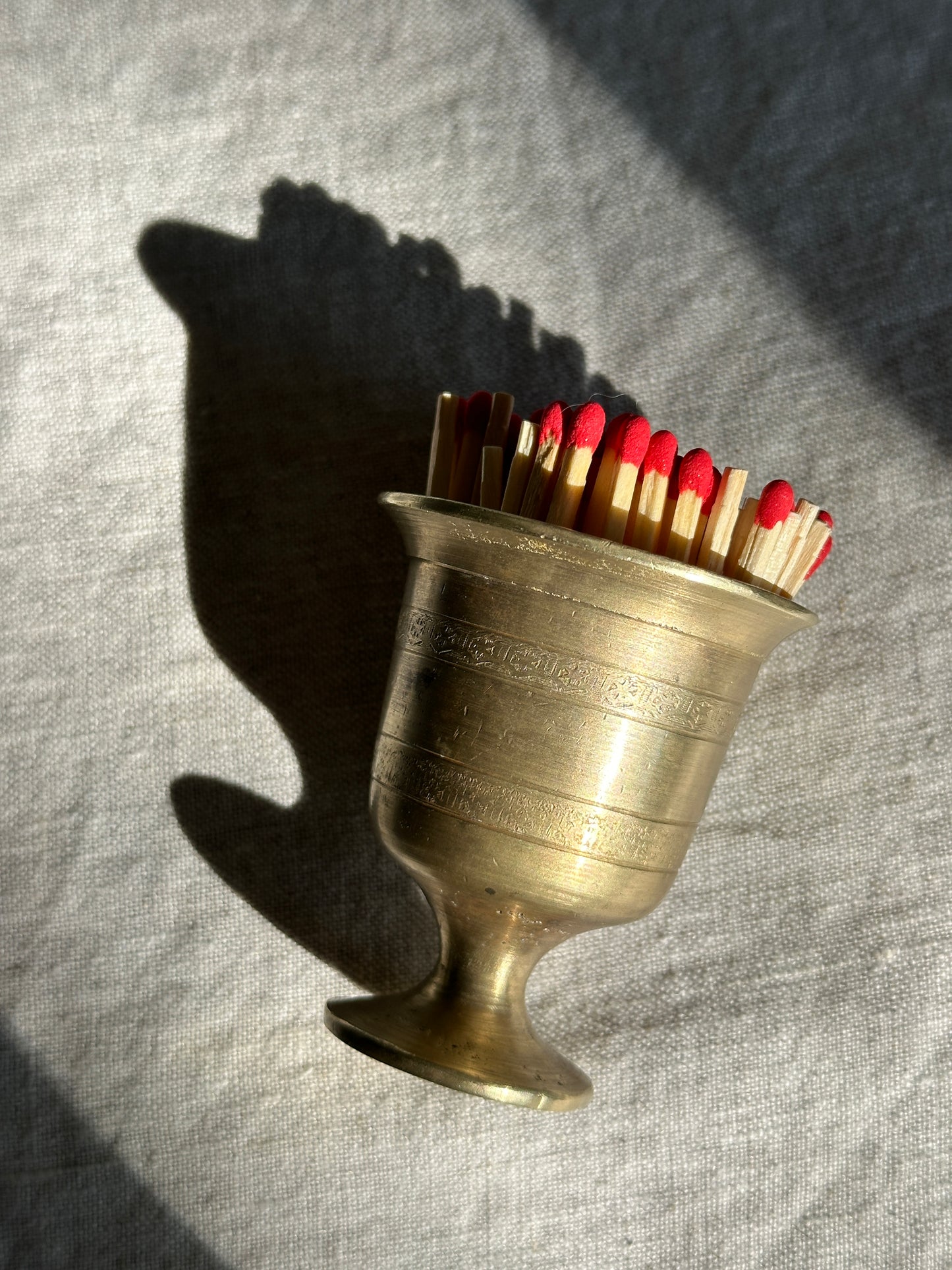 Heavy Brass Etched Matchstick Holder