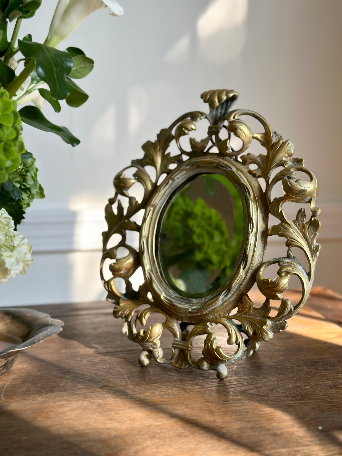 Ornate Gilt Cast Metal Mirror
