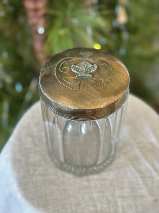 Brass and Glass Humidor Egyptian Motif