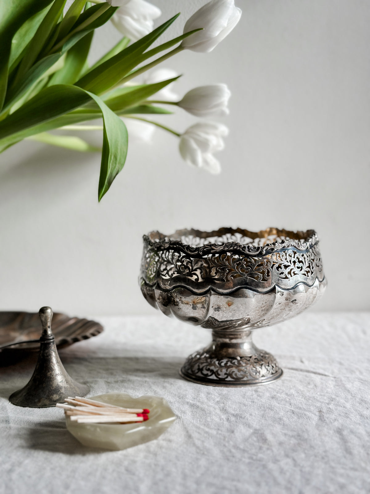 24 oz Pierced Silver Plate Compote
