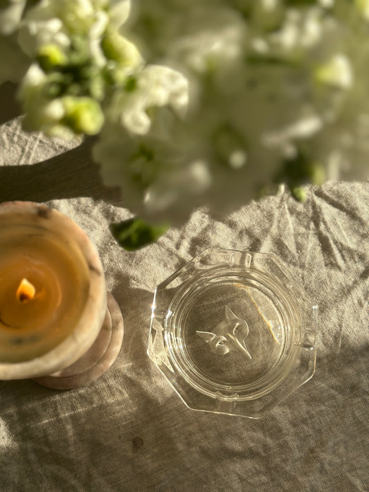 Etched Fox Glass Ashtray