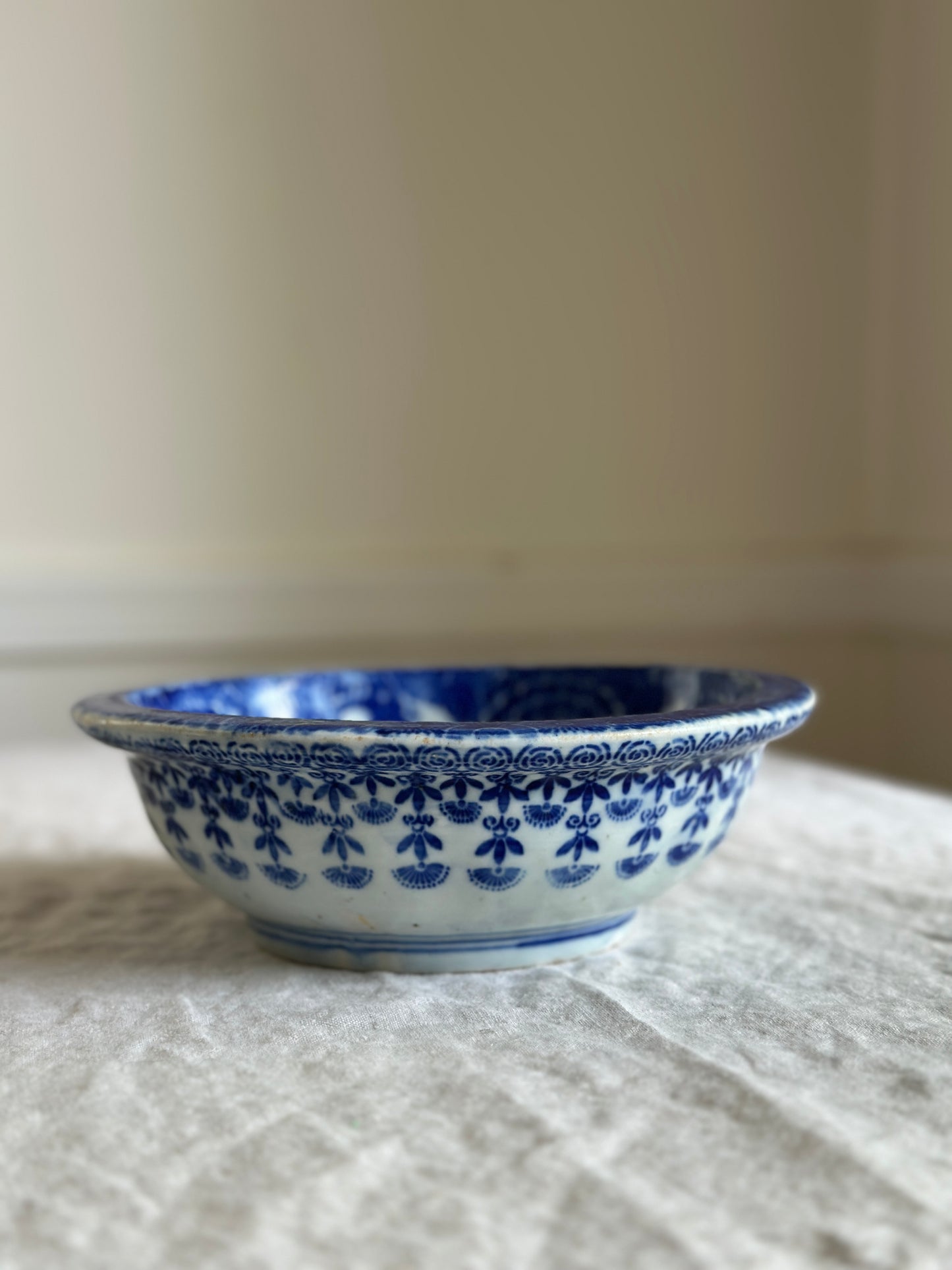 Antique Meiji Japanese Blue & White Stencil Porcelain Bowl c. 1880–1900