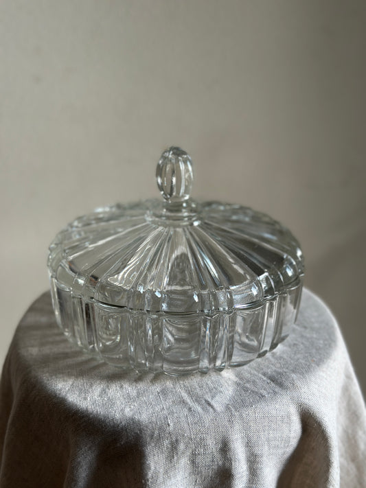 Scalloped Glass Lidded Dish