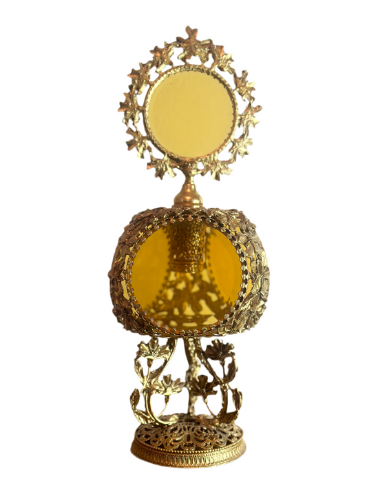Glided Metal & Amber Glass Perfume Bottle