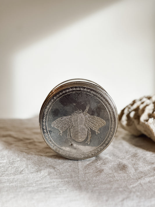 Stamped Bee Silver Plate Canister (12 oz)