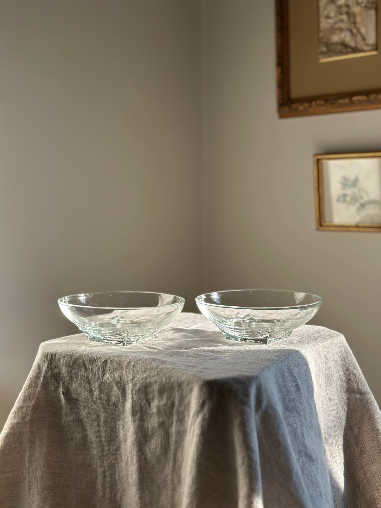 24 oz Fostoria Crystal Bowl w/ Square Base Pair SET