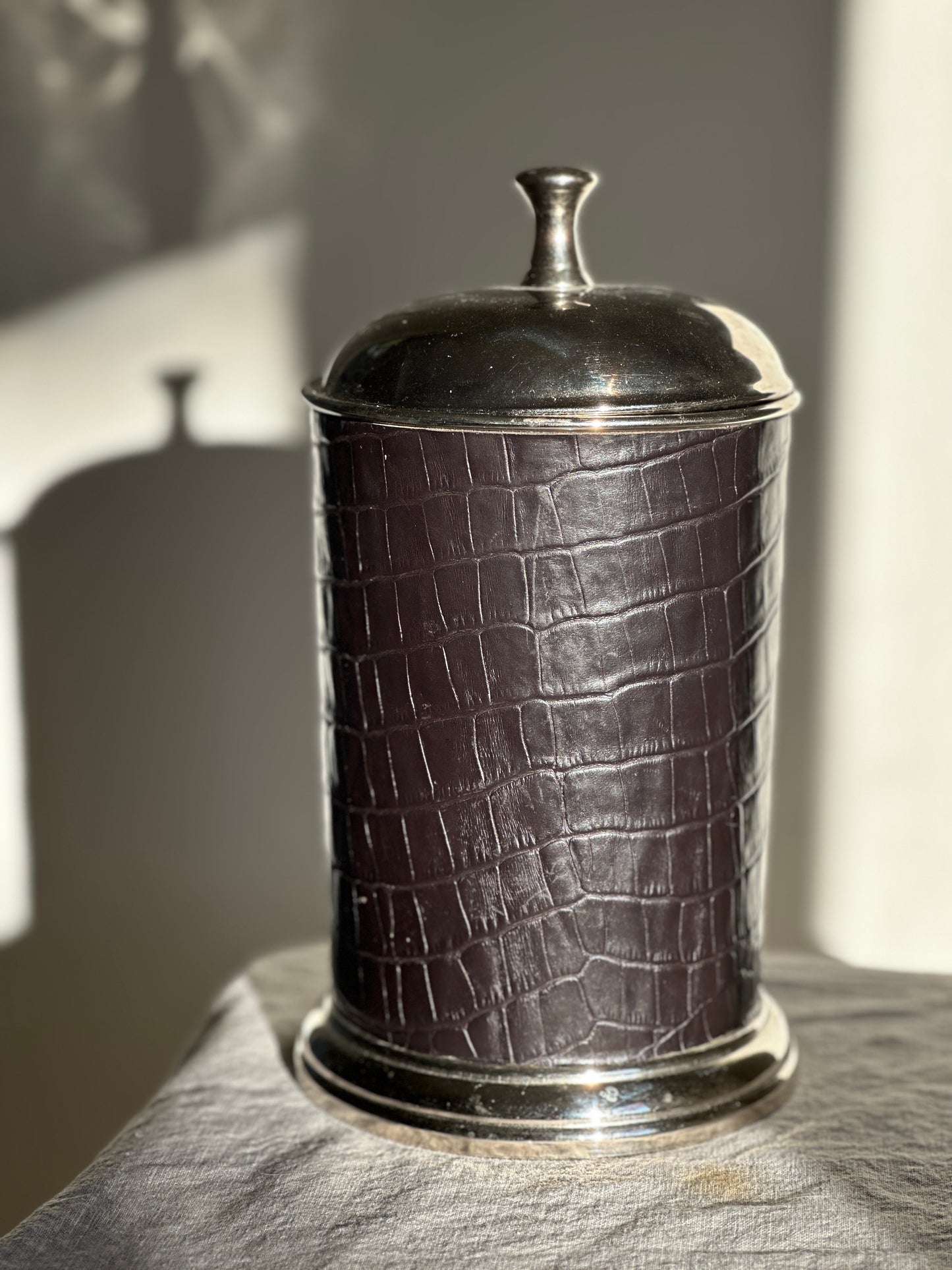 48 oz Stainless Steel Faux Leather Wrapped Canister