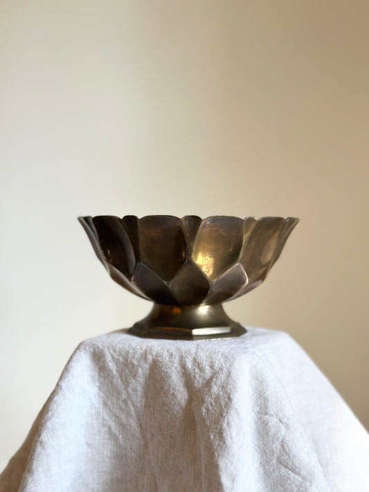 Faceted Brass Pedestal Bowl