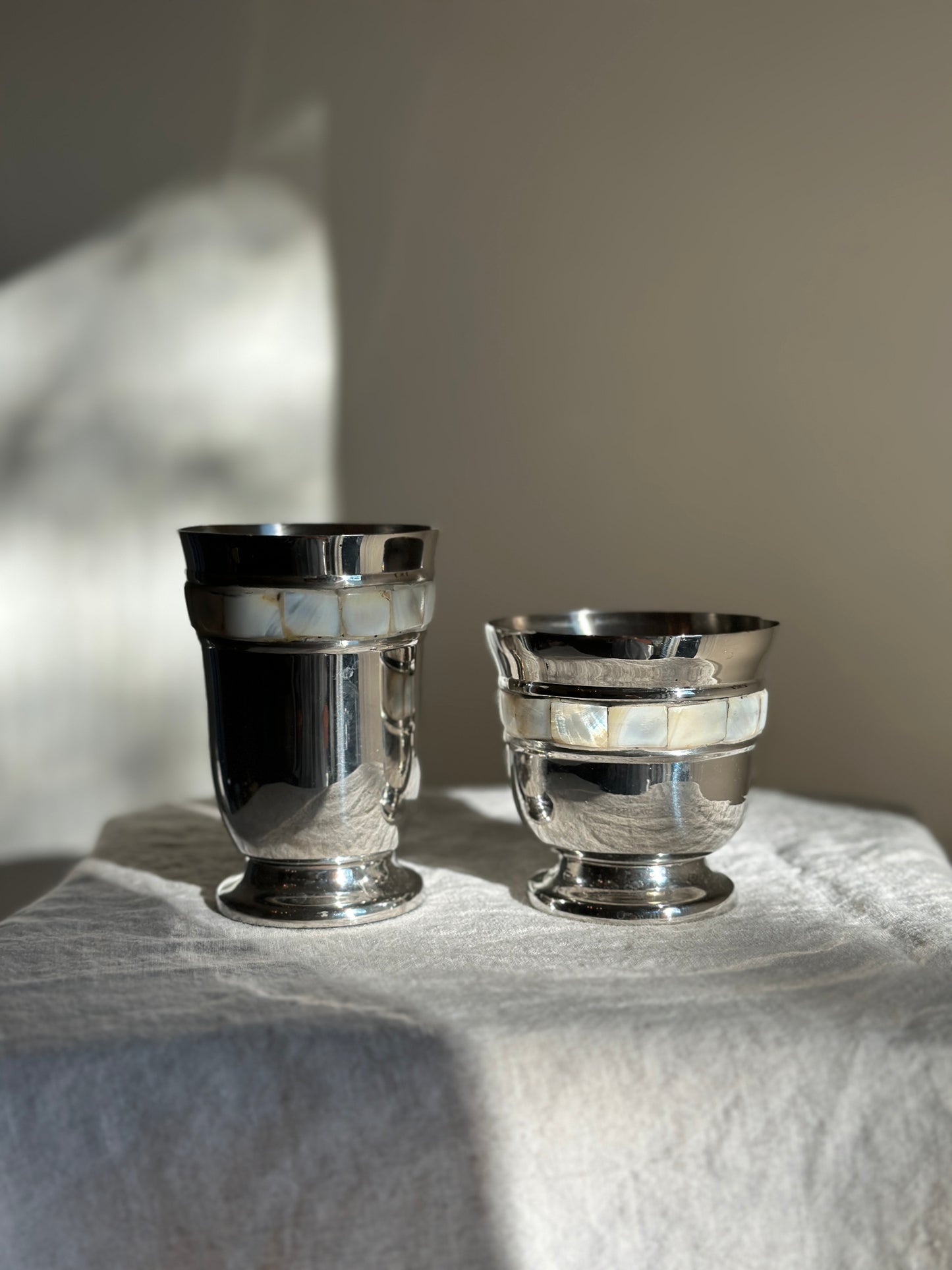 16 oz Stainless Steel and Mother of Pearl Cups SET