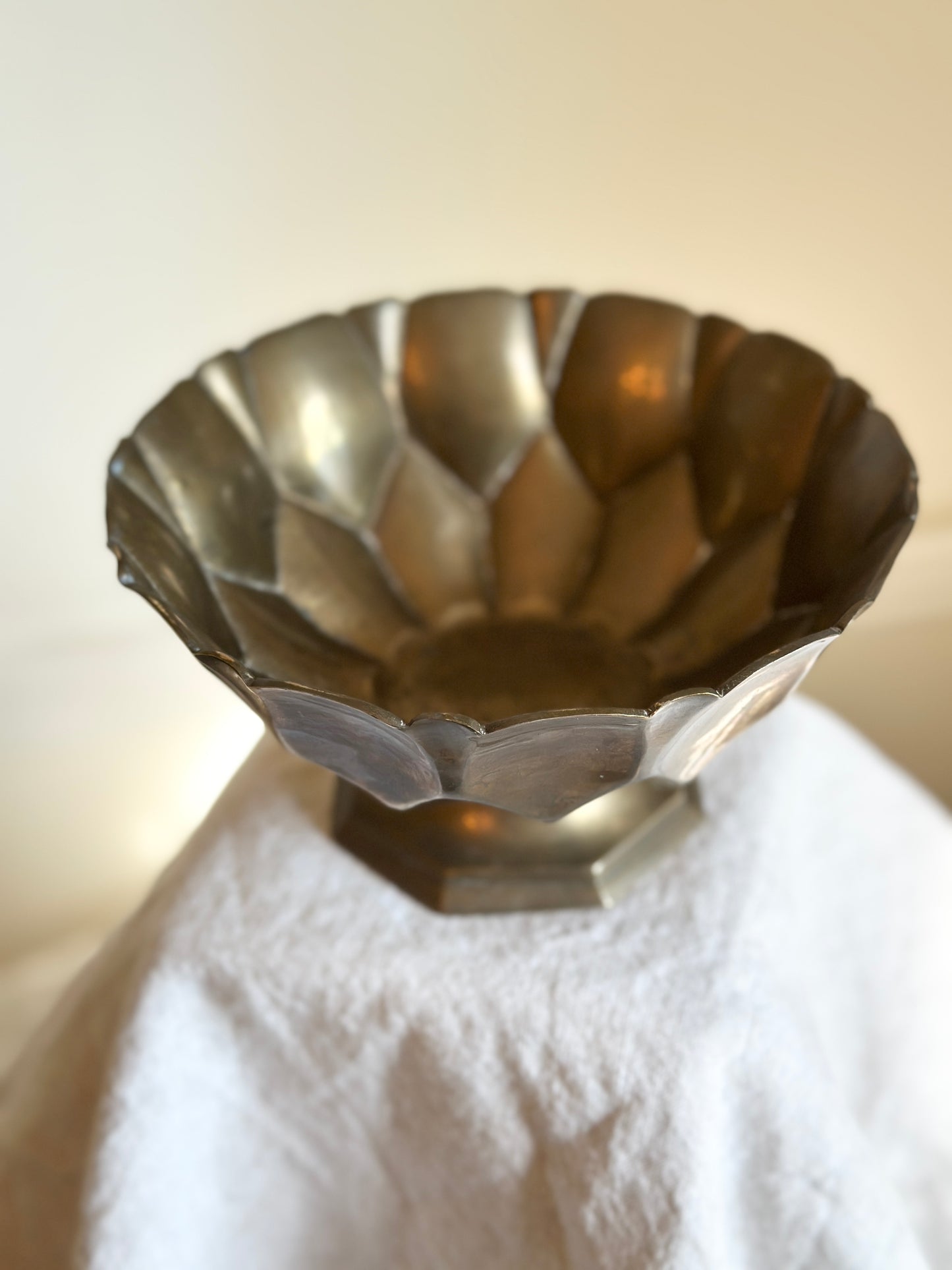 Faceted Brass Pedestal Bowl