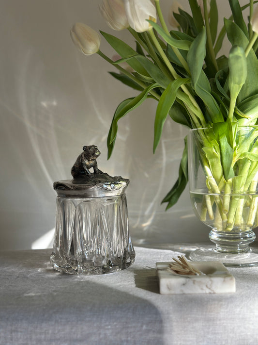 Silver Plate Bulldog Crystal Humidor (20 oz)