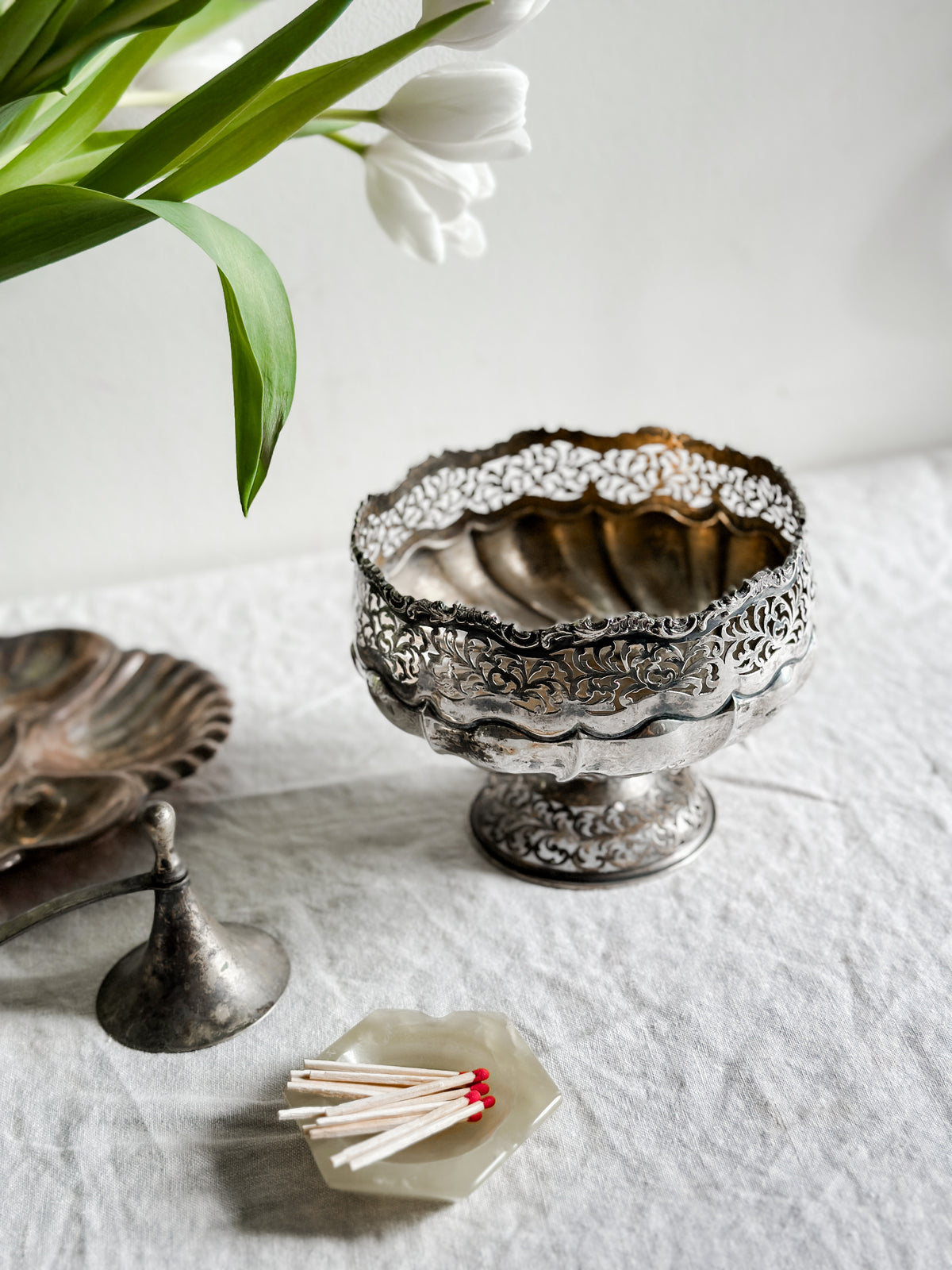 24 oz Pierced Silver Plate Compote