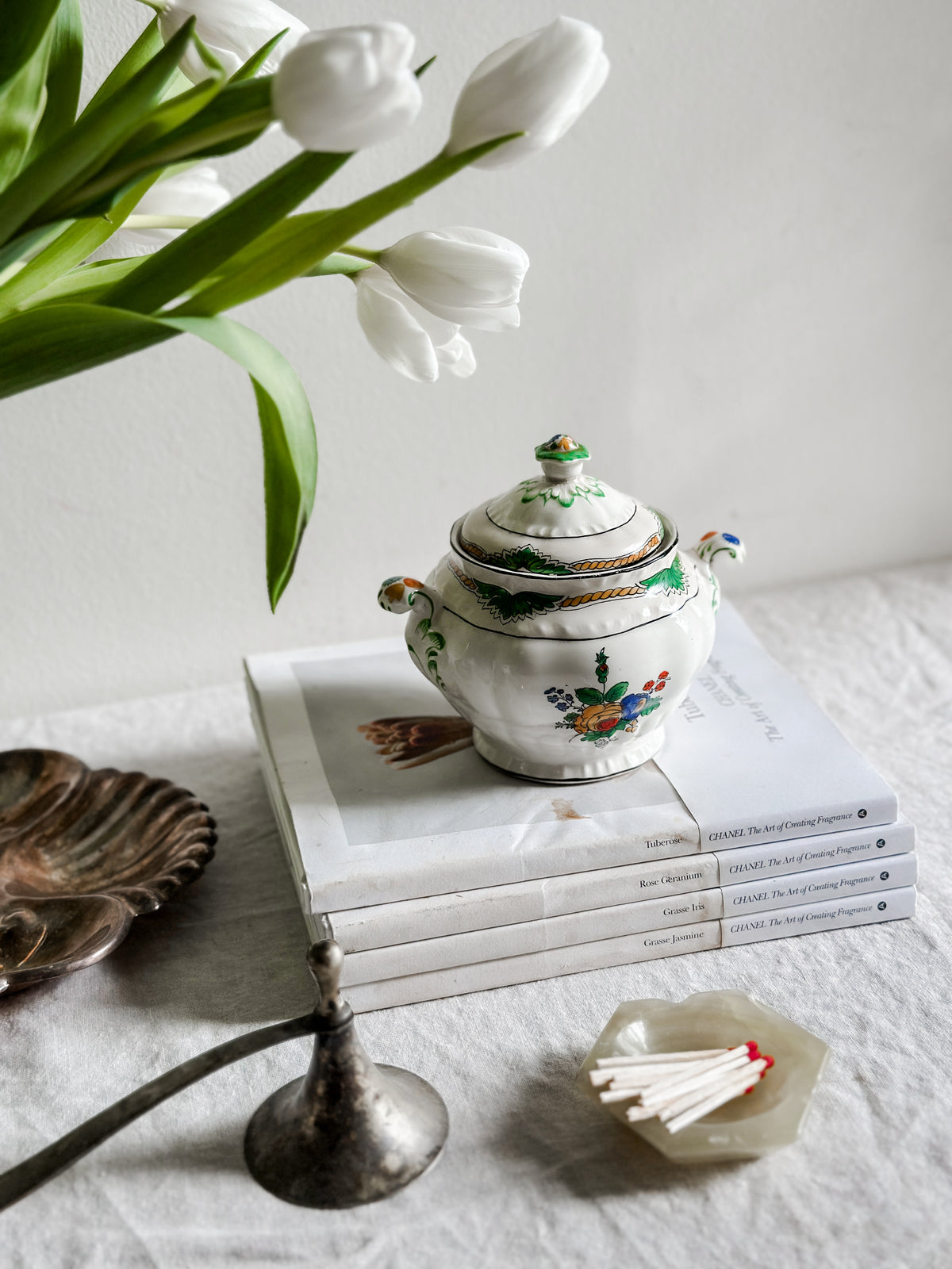 16 oz English Hand-Painted Sugar Jar, Booths