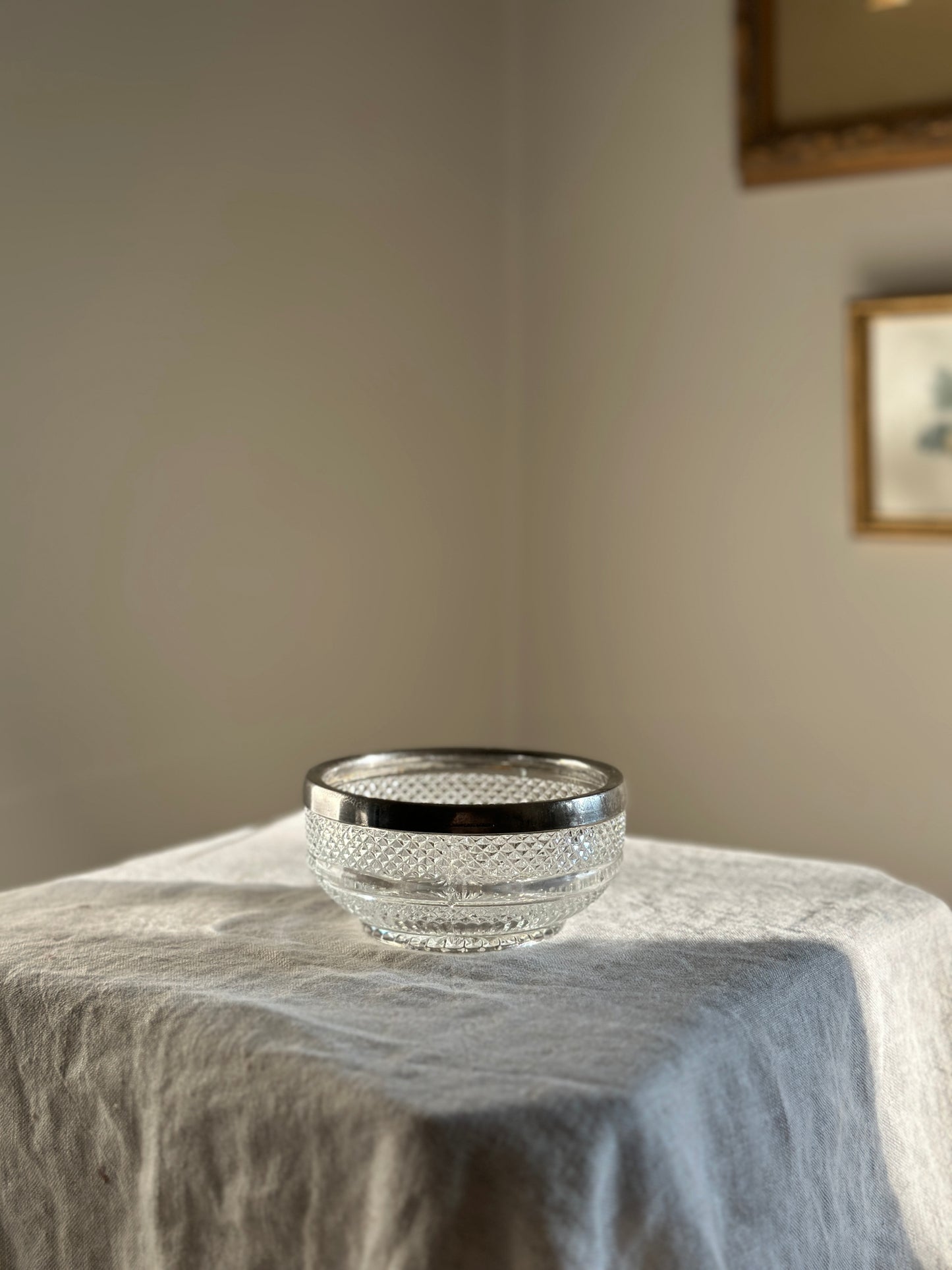 Mini Glass and Silver Plate Bowl