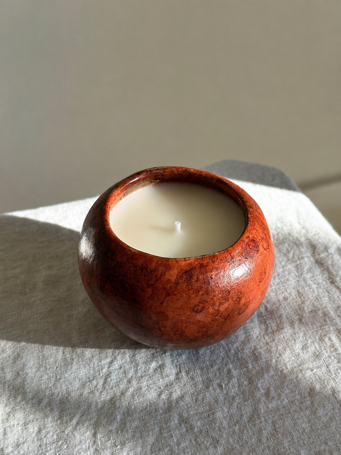 Burl Wood Carved Bowl w/ Metal Detail