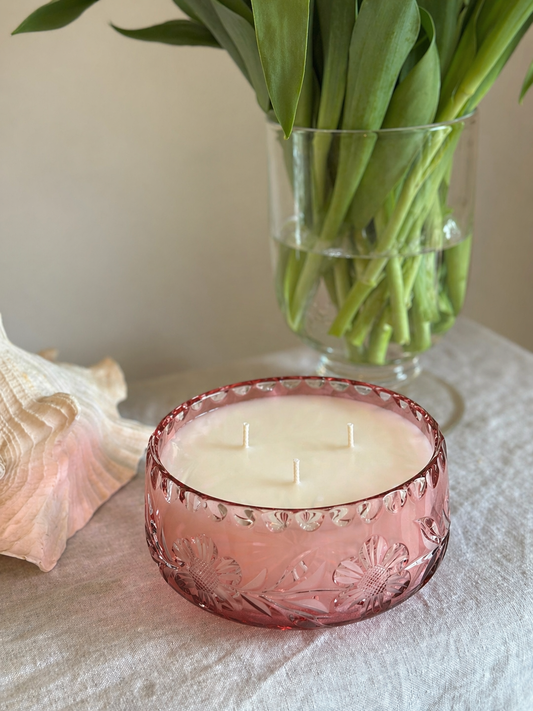 Czech Pink Crystal Bowl