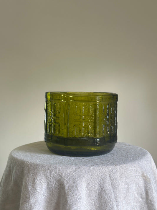Indiana Glass Avocado Green Glass Planter