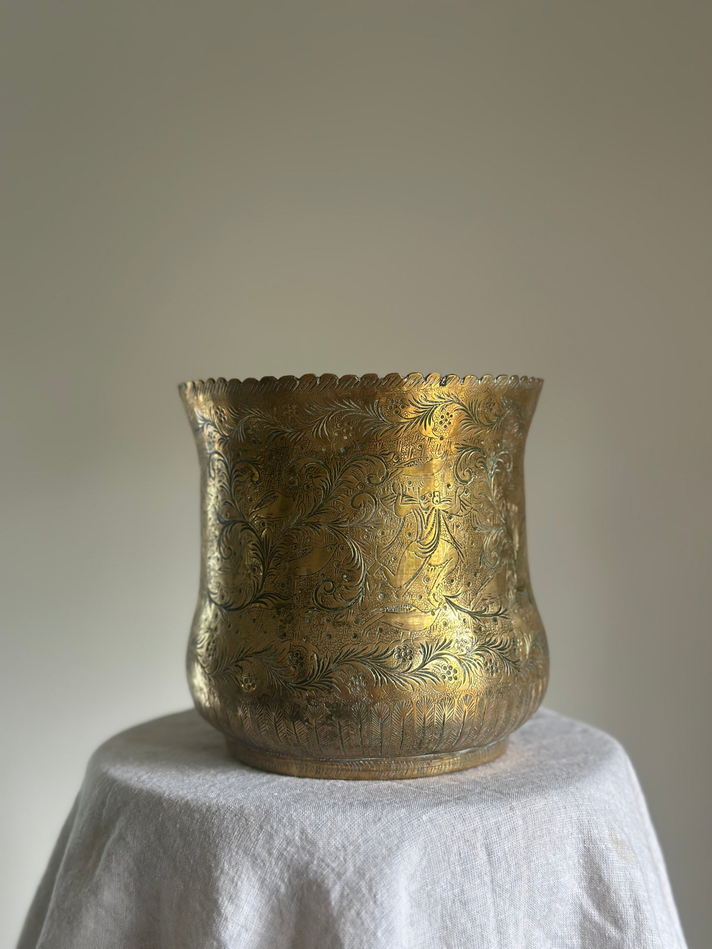 XL Engraved Brass Planter