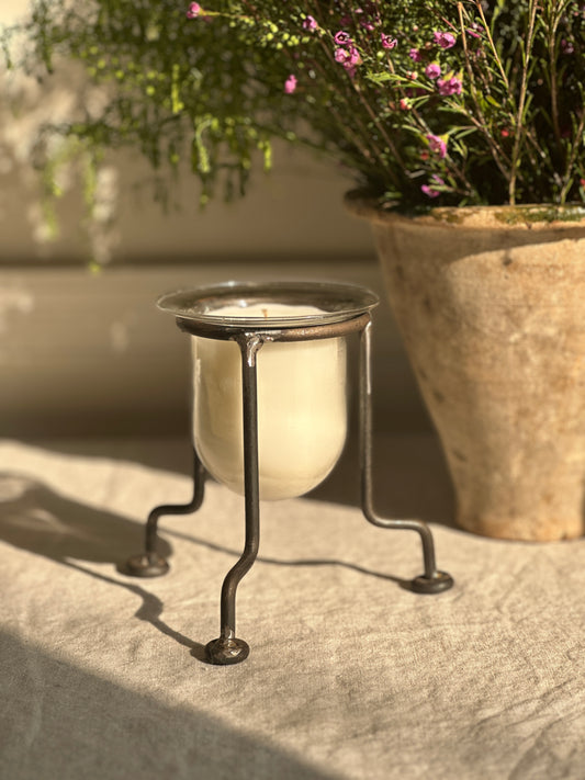 Prefilled - 8 oz Brutalist Iron and Glass Votive