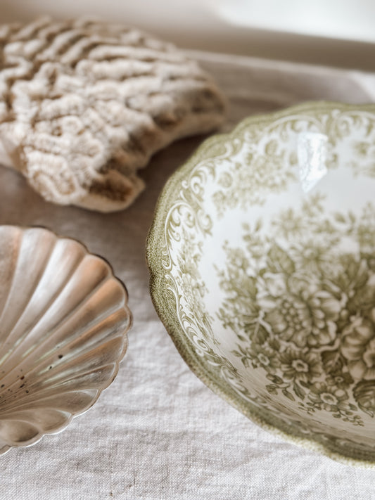 Green Transferware Bowl, J&G Meakin (32 oz)