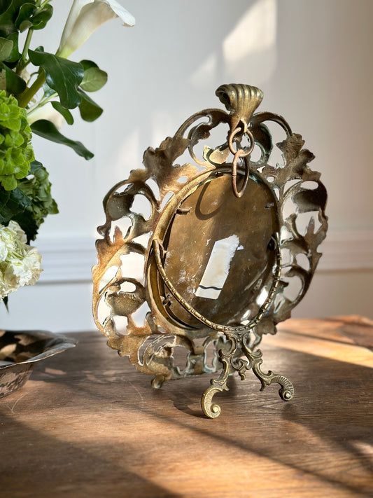 Ornate Gilt Cast Metal Mirror