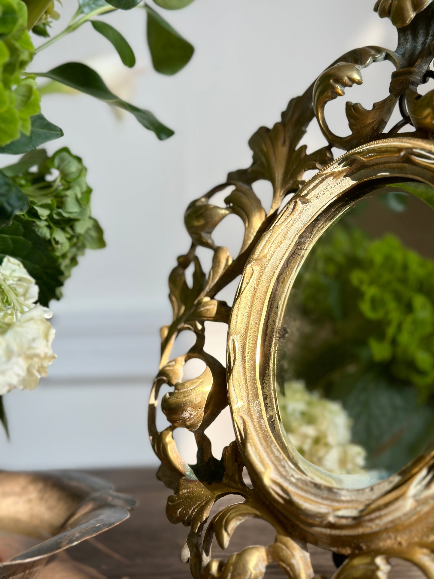 Ornate Gilt Cast Metal Mirror