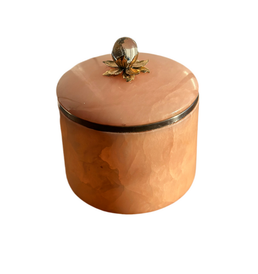 Peach Alabaster Lidded Jar