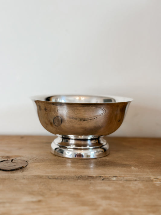 Silver Plate Bowl (6” Unmarked, Engraving)
