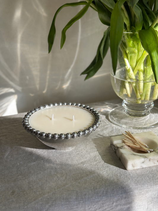 Beaded Silver Toned Bowl (16 oz)
