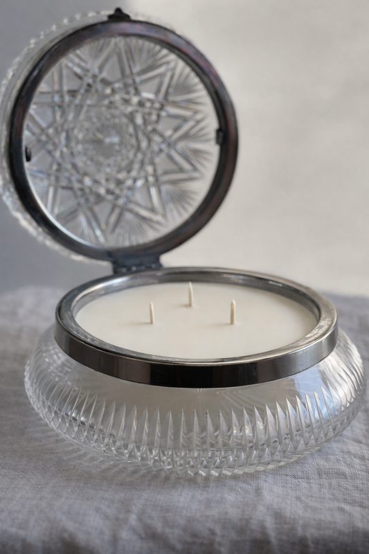 Pair Point Brilliant Cut Glass & Silver Plate Box