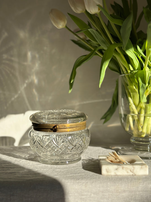 Round Crystal Box w/ Brass Fittings *DISCLAIMER* (24 oz)
