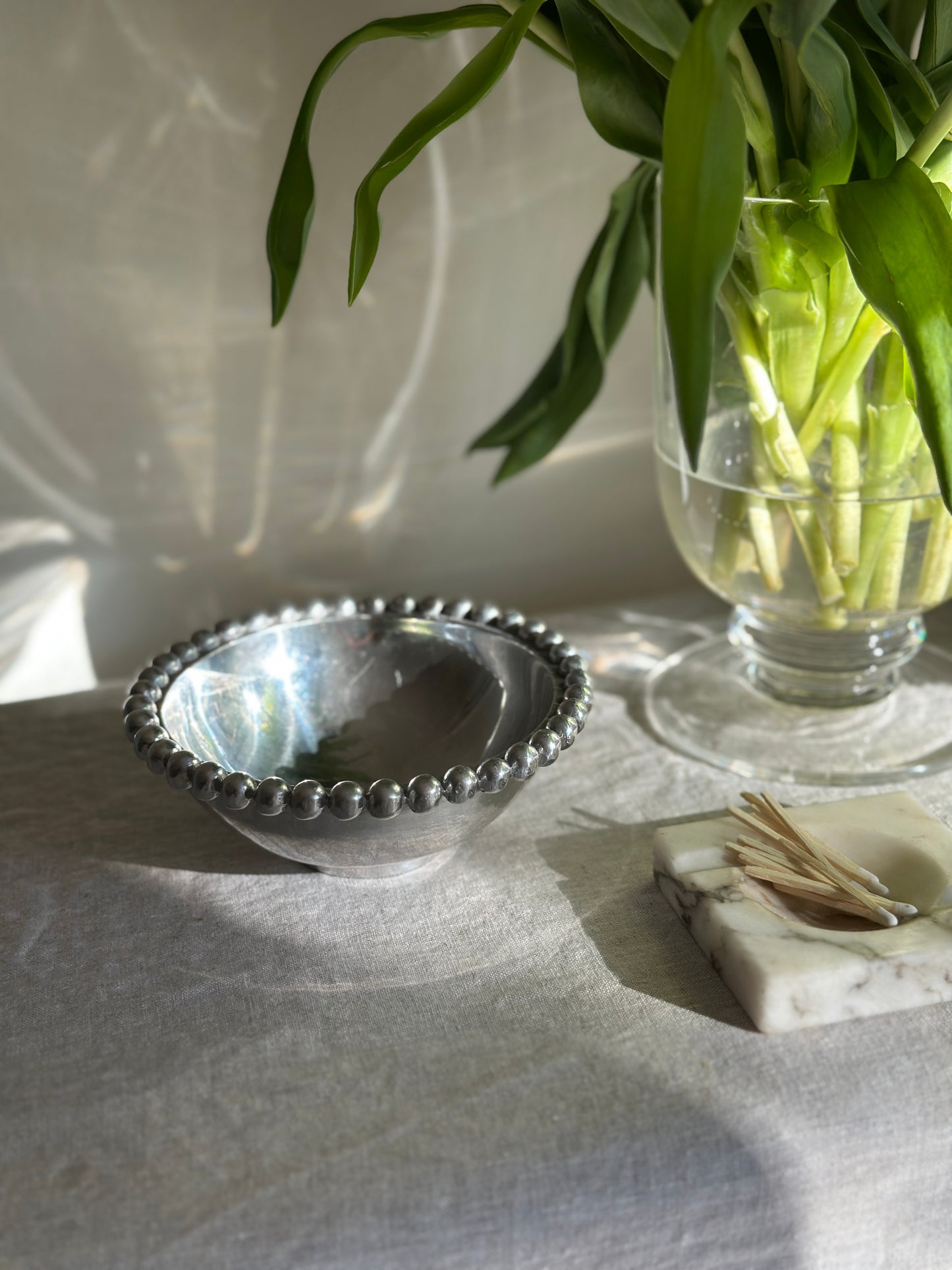Beaded Silver Toned Bowl (16 oz)